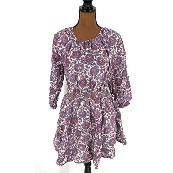 J,Crew Dresses & Skirts - J. Crew Paisley Long Sleeve Smocked Waist Midi Dress with Pockets – Size Small